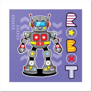 Robot purple Kids Design Posters and Art